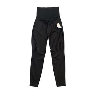 Sonoma Pants Womens M Medium Black Maternity Moto Panel Stretch Pull On Leggings